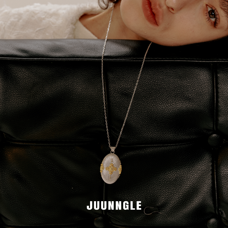 Cross Magnolia bouquet necklace