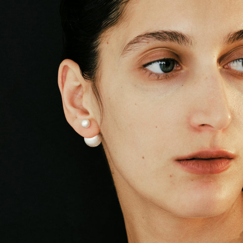 Flow Brushed Hammered Pearl Studs