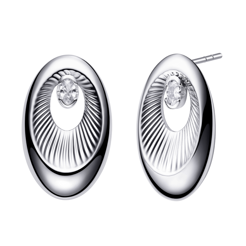 Engraved and patterned stud earrings