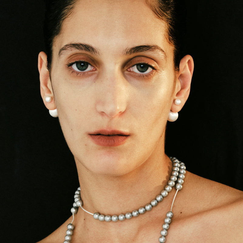 Flow Brushed Hammered Pearl Studs