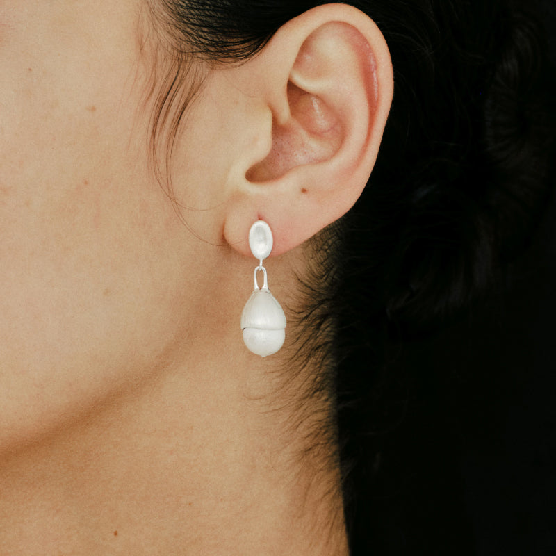 Flow Brushed Hammered Bead Earrings