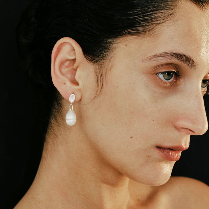 Flow Brushed Hammered Bead Earrings