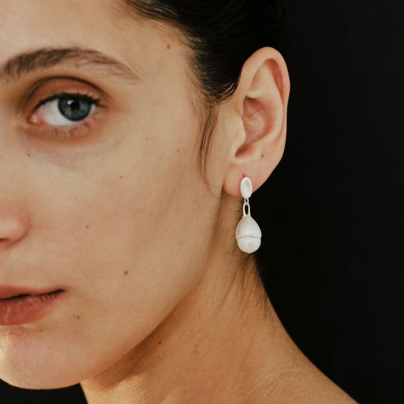 Flow Brushed Hammered Bead Earrings