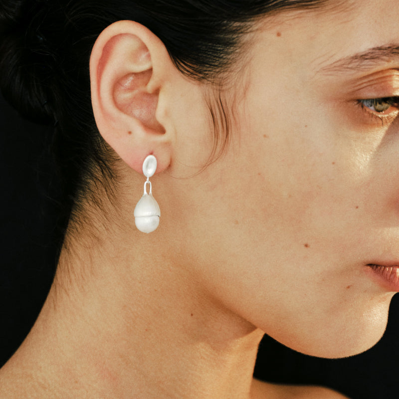 Flow Brushed Hammered Bead Earrings