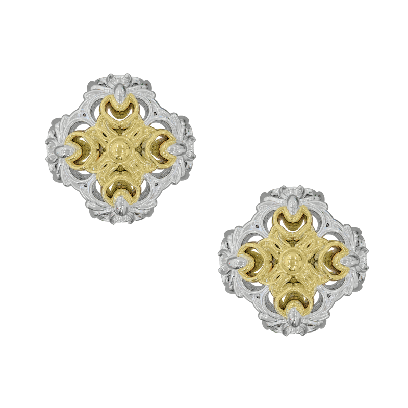 Cross Magnolia perforated stud earrings