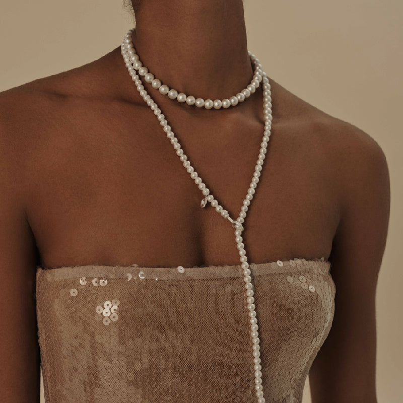 Flow Hammered Pearl Long Chain