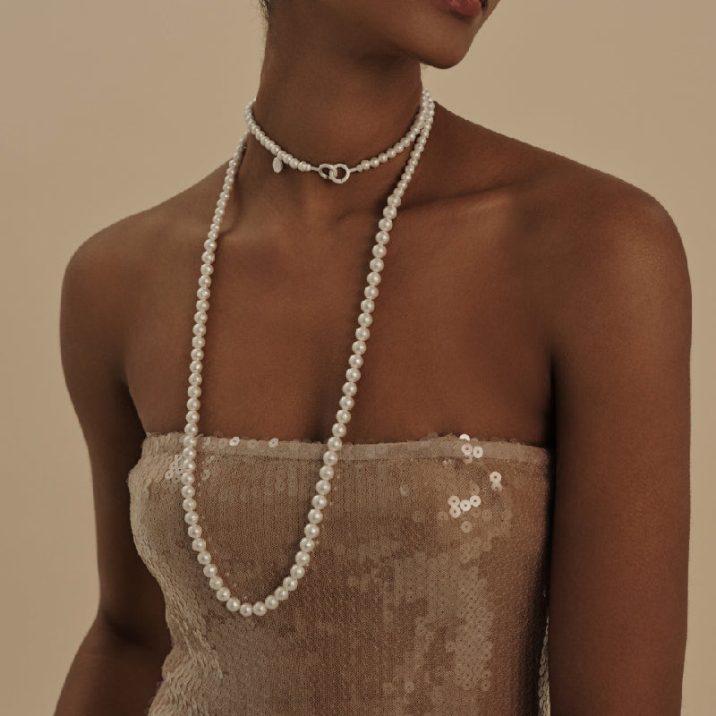 Flow Hammered Pearl Long Chain