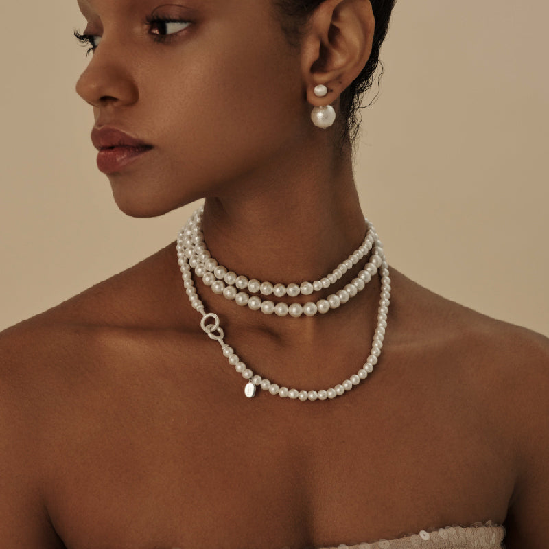 Flow Hammered Pearl Long Chain