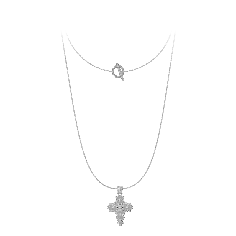 Cross Magnolia long necklace