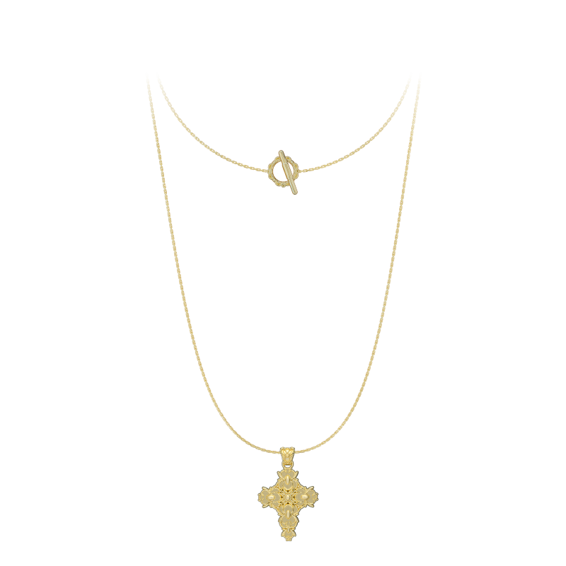 Cross Magnolia long necklace