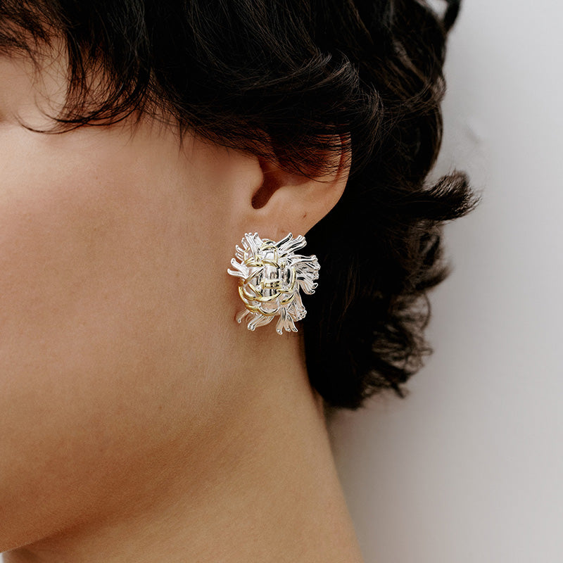 Tweeds tassel stud earrings