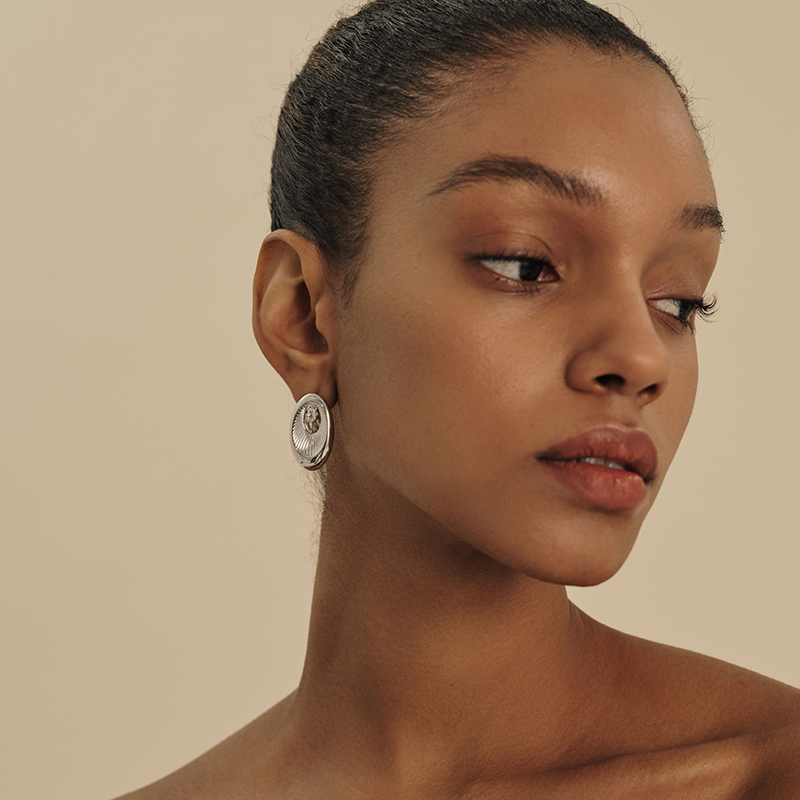 Engraved and patterned stud earrings