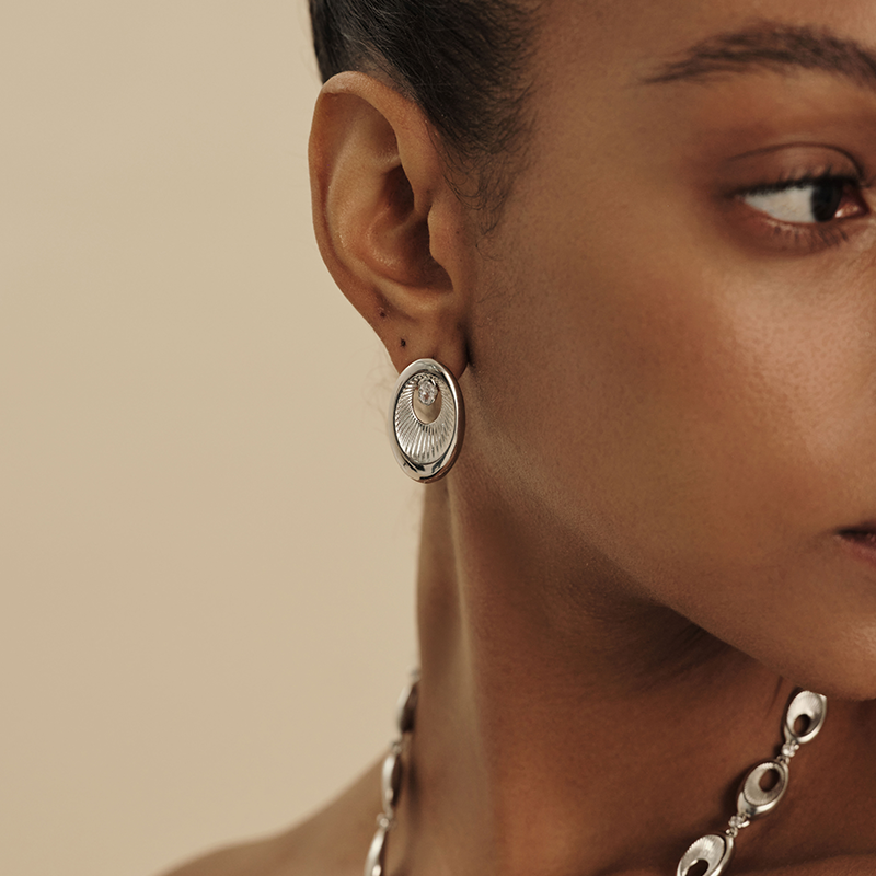 Engraved and patterned stud earrings