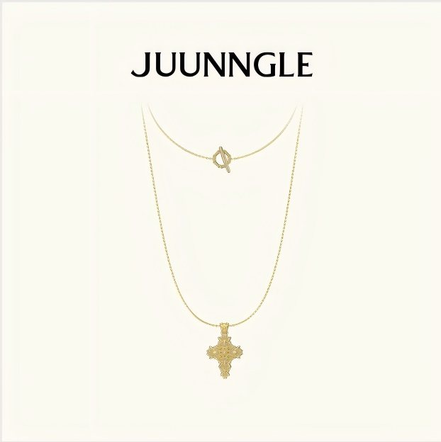 Cross Magnolia long necklace