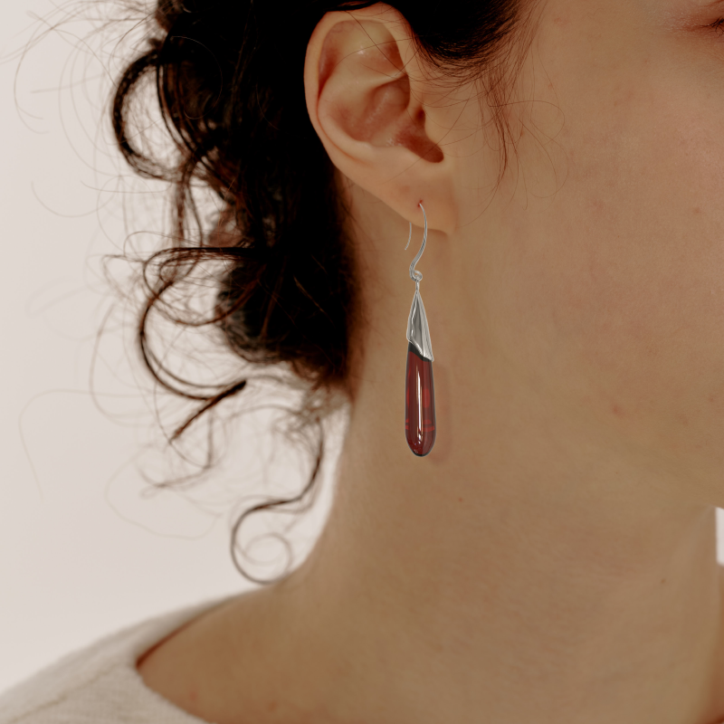 Lucky Scales Red Agate Long Earrings