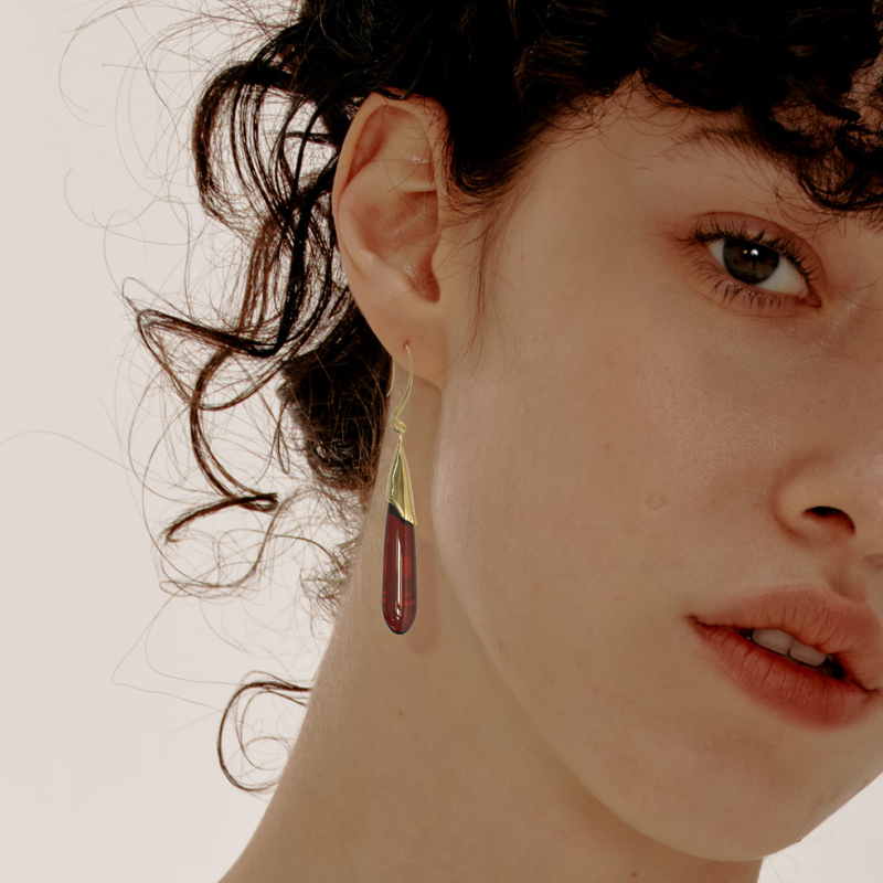 Lucky Scales Red Agate Long Earrings