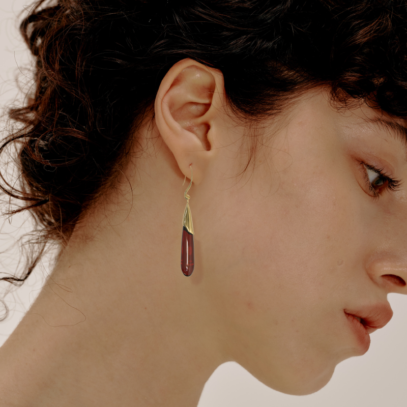 Lucky Scales Red Agate Long Earrings